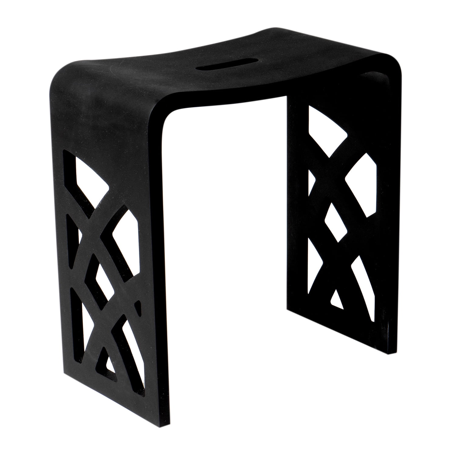 16.5'' Black Matte Solid Surface Resin Shower Stool