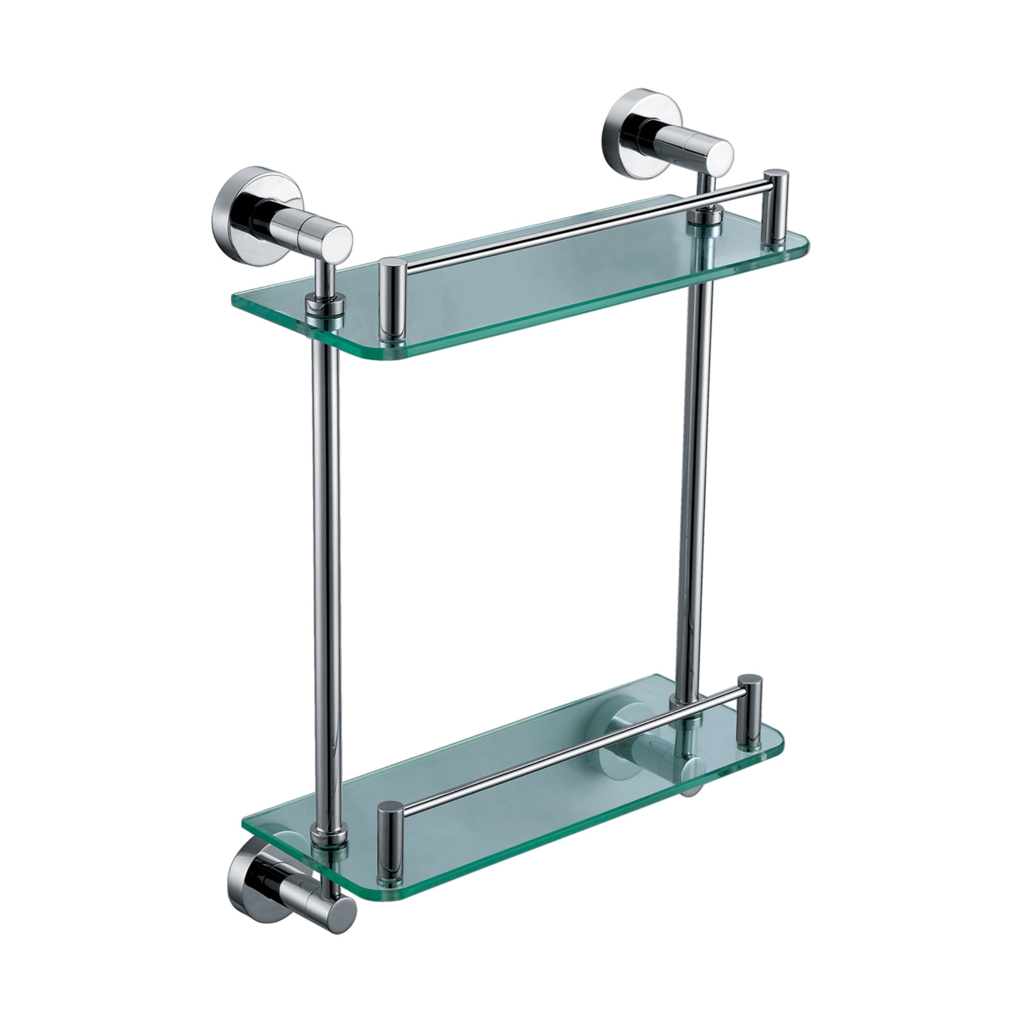Polished Chrome Double Glass Wall Mounted Shower Shelf