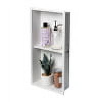 Matte White Stainless Steel Double Shelf Shower Niche