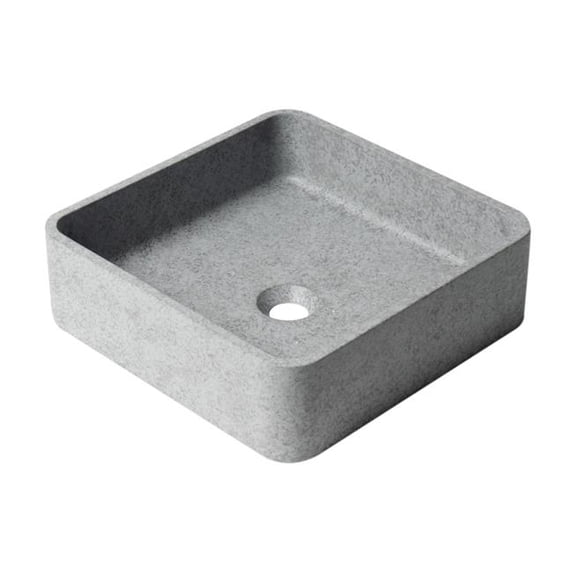 ALFI ABCO16S 16 in. Solid Concrete Chiseled Style Square Above Mount Vessel Sink, Gray Matte