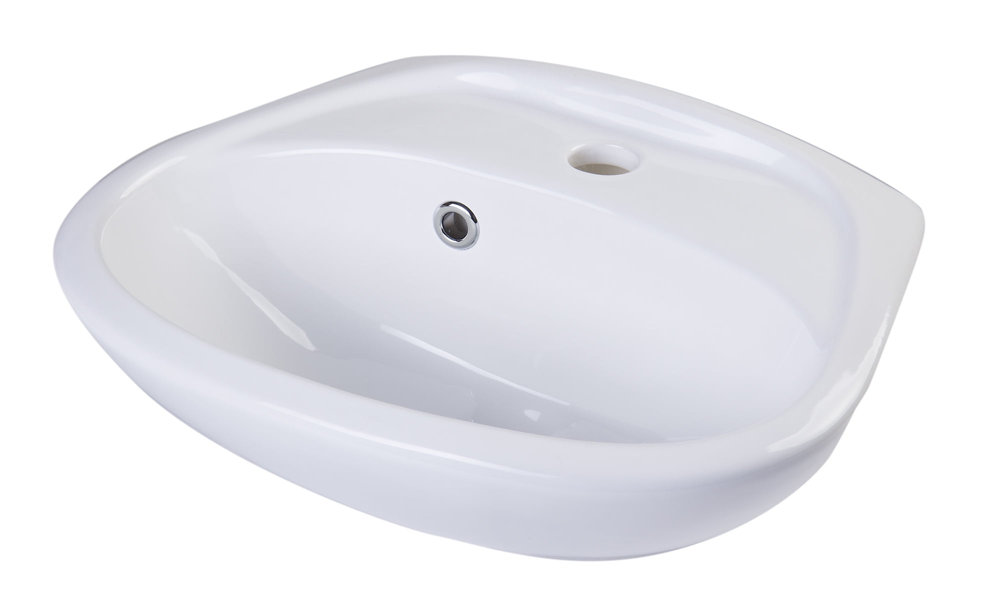 Compact White Ceramic Wall-Mount Bathroom Sink with Overflow
