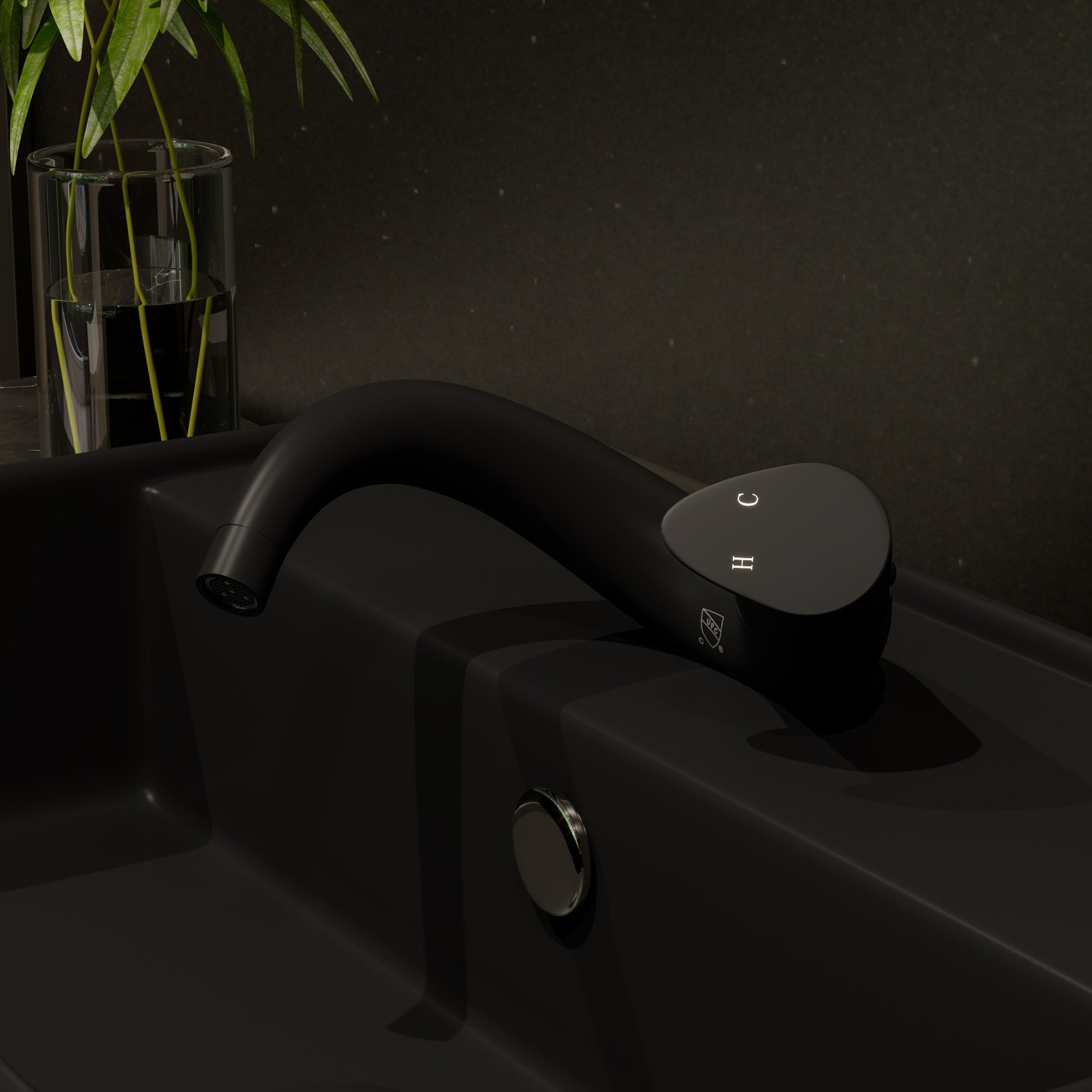 Matte Black Single-Handle Bathroom Faucet with Wave Design