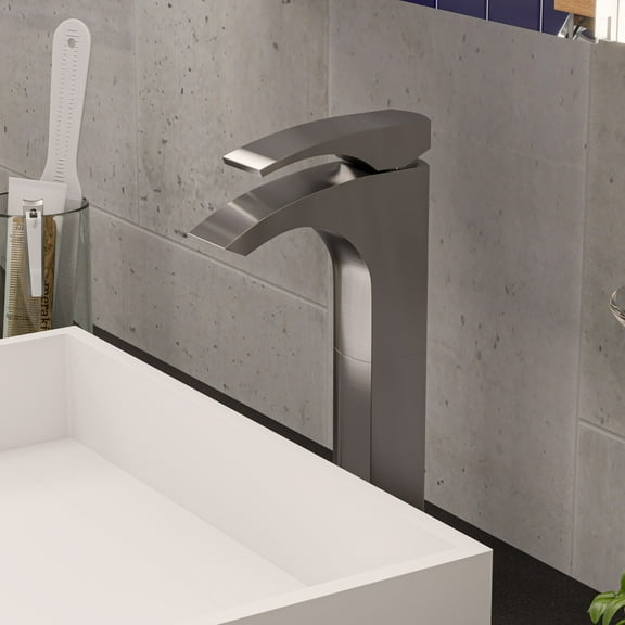 ALFI brand AB1587-BN Tall Brushed Nickel Single Lever Bathroom Faucet