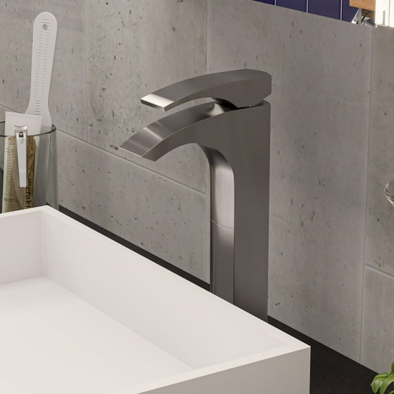 ALFI brand AB1587-BN Tall Brushed Nickel Single Lever Bathroom Faucet