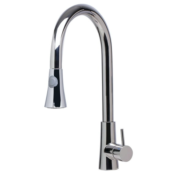 ALFI brand AB2034-PSS Solid Polished Stainless Steel Pull Down Single Hole Kitchen Faucet