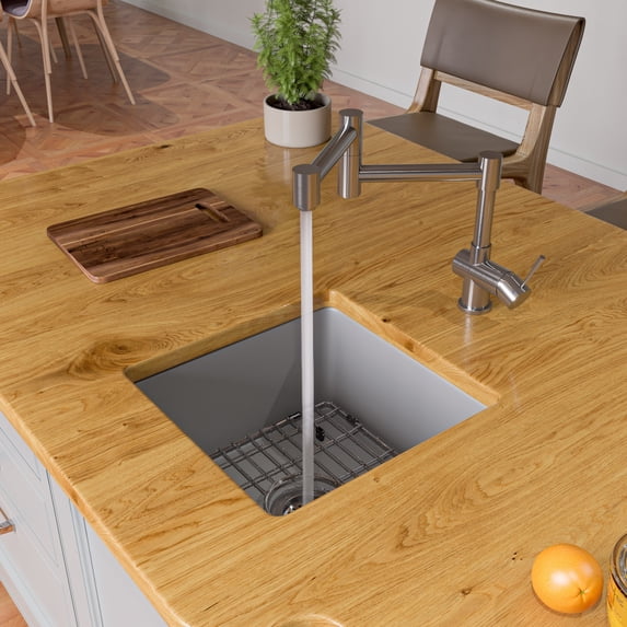ALFI brand AB2038-BSS Solid Brushed Stainless Steel Retractable Single Hole Kitchen Faucet