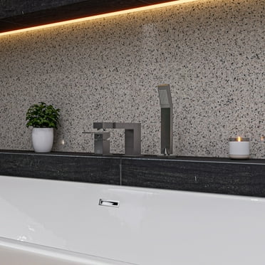 ALFI brand AB2322-BN Brushed Nickel Deck Mounted Tub Filler and Square Hand Held Shower Head