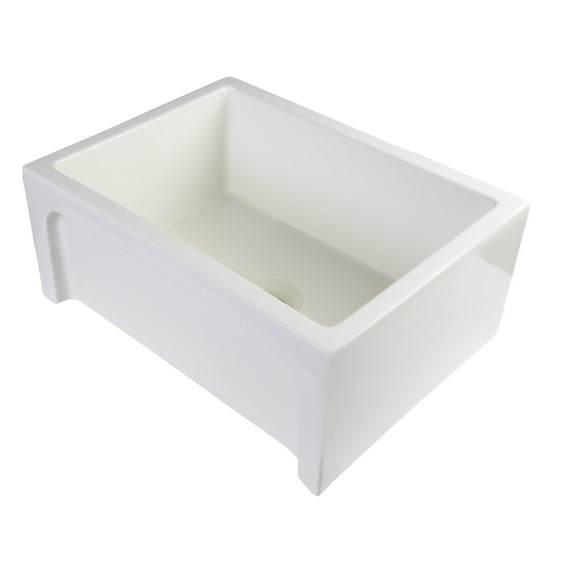 ALFI brand AB2418ARCH-B 24" Biscuit Arched Apron Thick Wall Fireclay Single Bowl Farm Sink