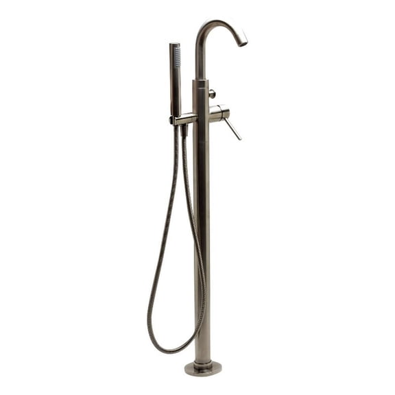 ALFI brand AB2534-BN Brushed Nickel Single Lever Floor Mounted Tub Filler Mixer w Hand Held Shower Head