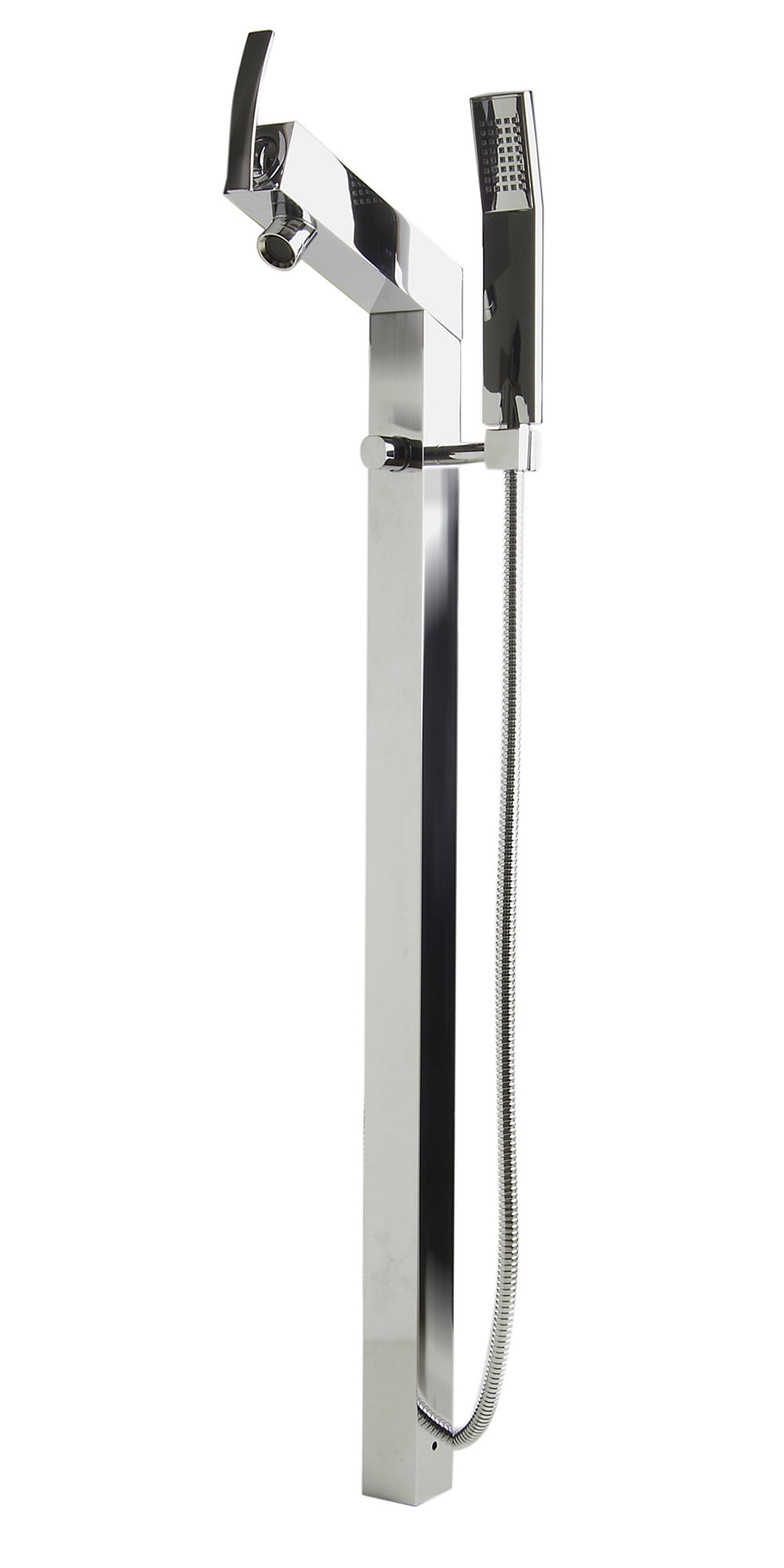 Polished Chrome Freestanding Tub Filler with Handheld Shower