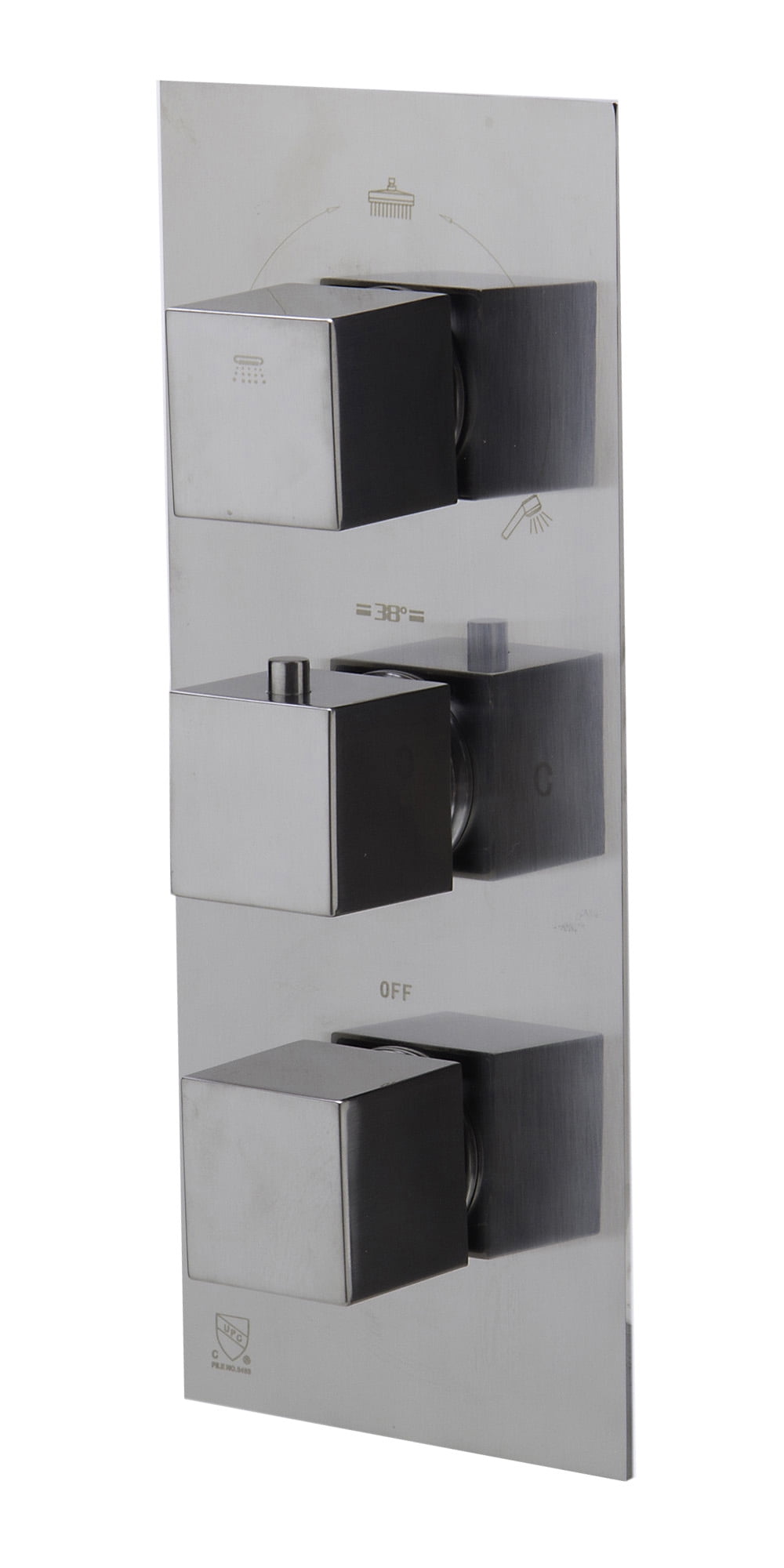 Brushed Nickel Wall-Mounted Thermostatic Shower Mixer with Square Knobs