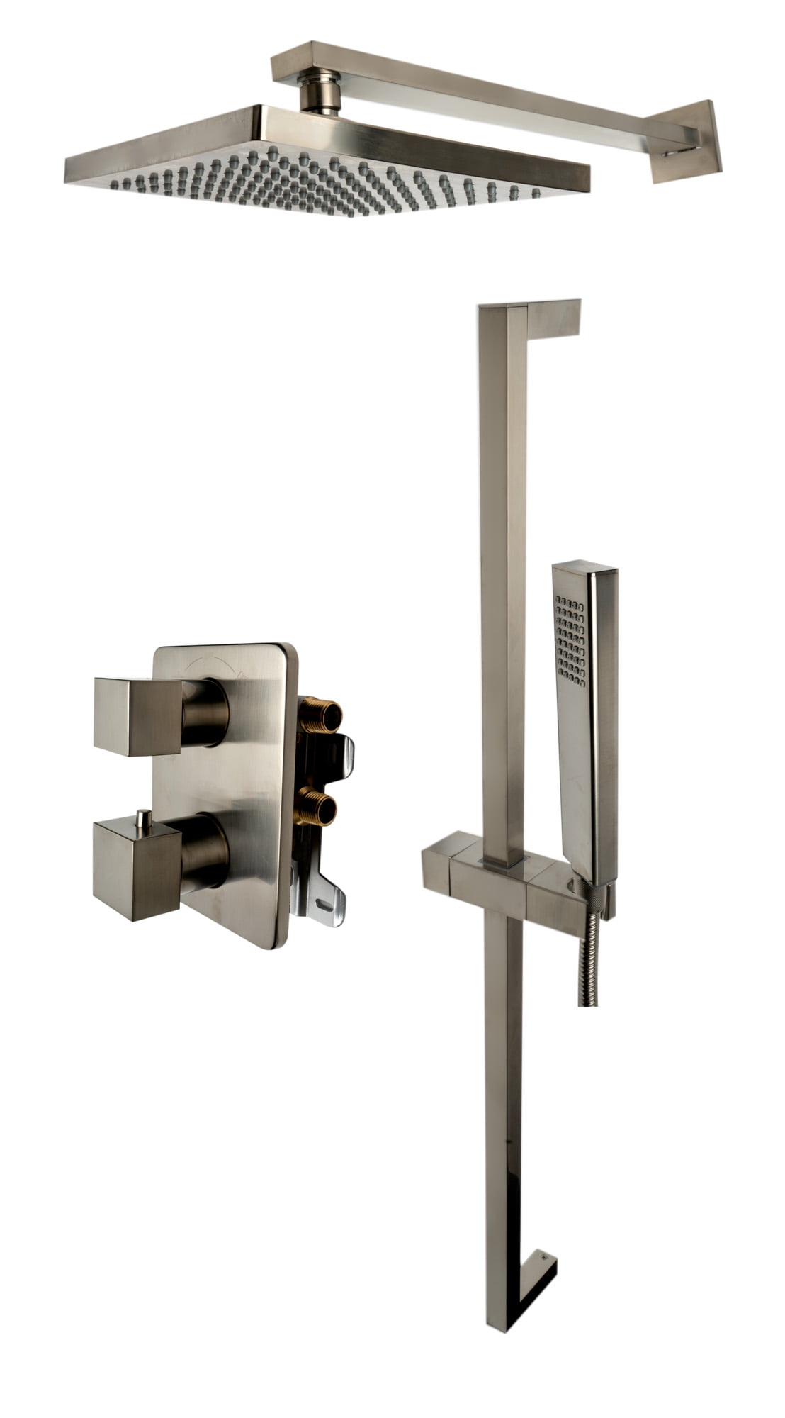 Brushed Nickel Adjustable Height Multi-Head Shower System