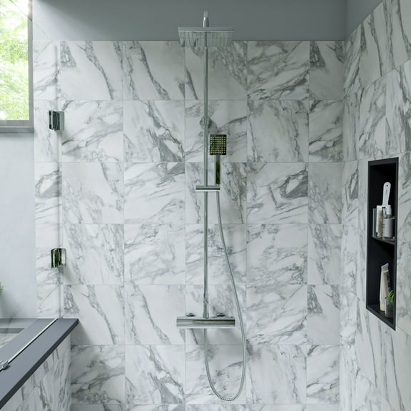 ALFI brand AB2862-PC Polished Chrome Square Style Thermostatic Exposed Shower Set