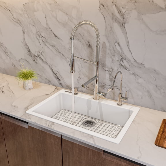 ALFI brand AB3020DI-W White 30" Drop-In Single Bowl Granite Composite Kitchen Sink
