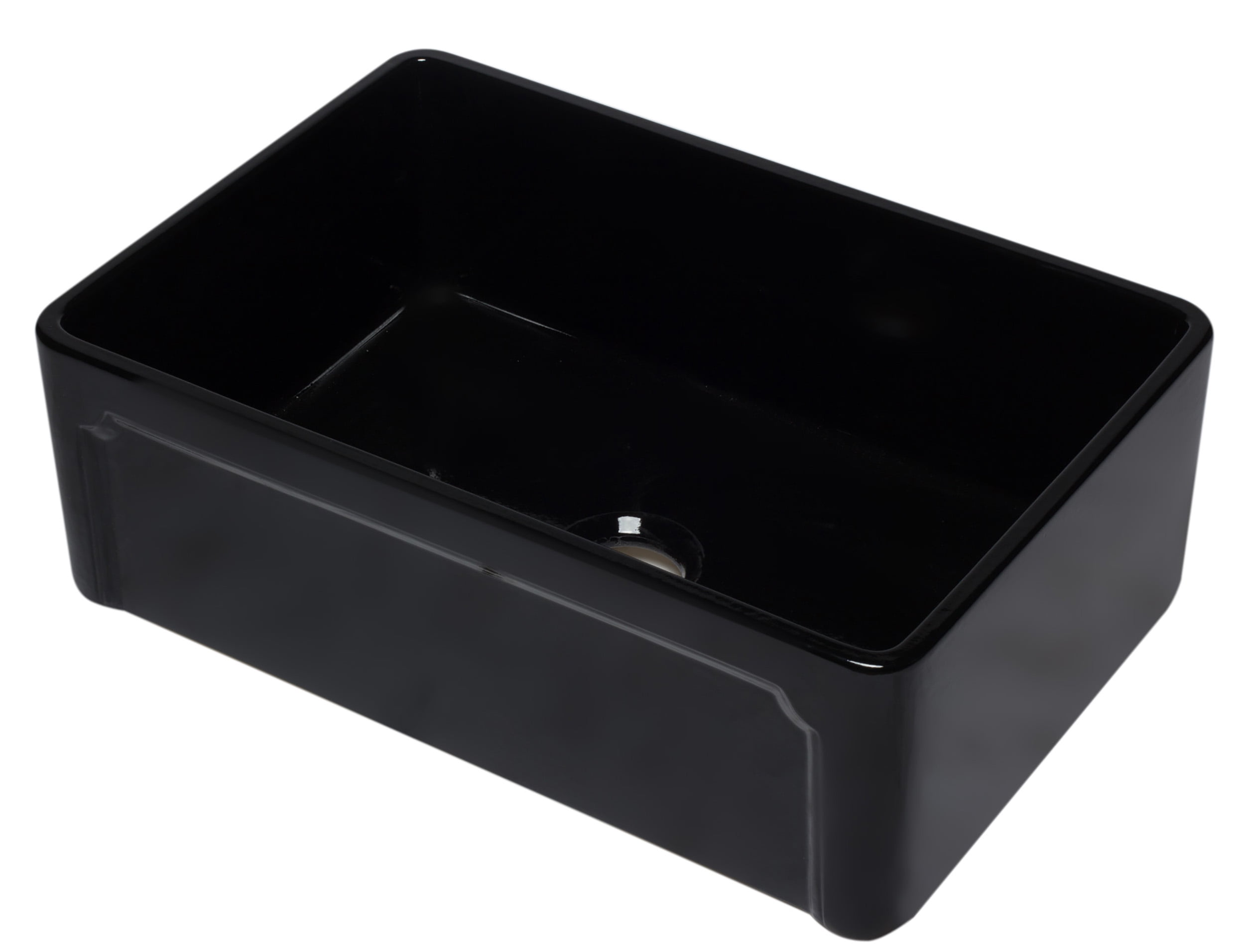 30'' Black Gloss Fireclay Farmhouse Single Bowl Kitchen Sink