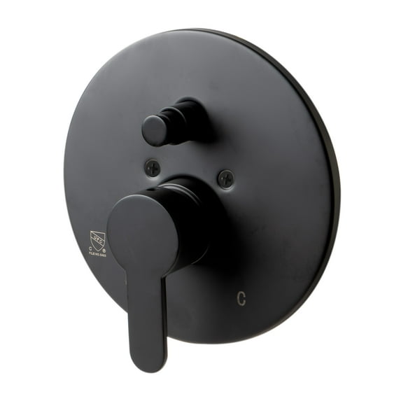 ALFI brand AB3101-BM Black Matte Shower Valve with Rounded Lever Handle and Diverter