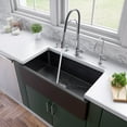 thumbnail image 1 of ALFI brand AB3318HS-BG Black Gloss 33" x 18" Reversible Fluted / Smooth Fireclay Farm Sink, 1 of 13