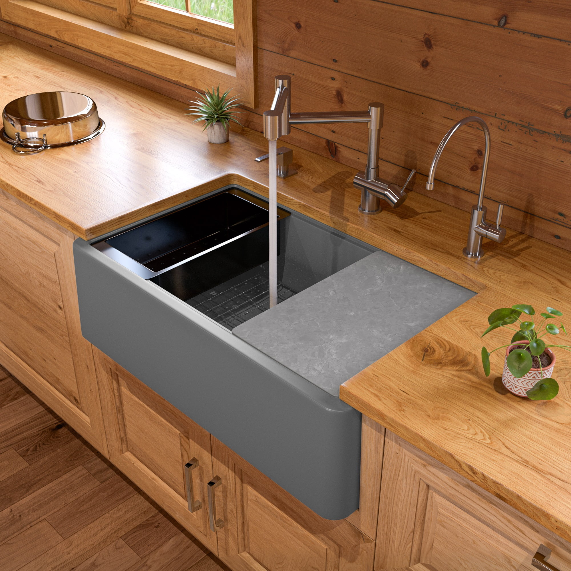 Titanium 33'' Granite Composite Single Bowl Farmhouse Sink
