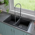 thumbnail image 1 of ALFI brand AB3420DI-BLA Black 34" Drop-In Double Bowl Granite Composite Kitchen Sink, 1 of 11