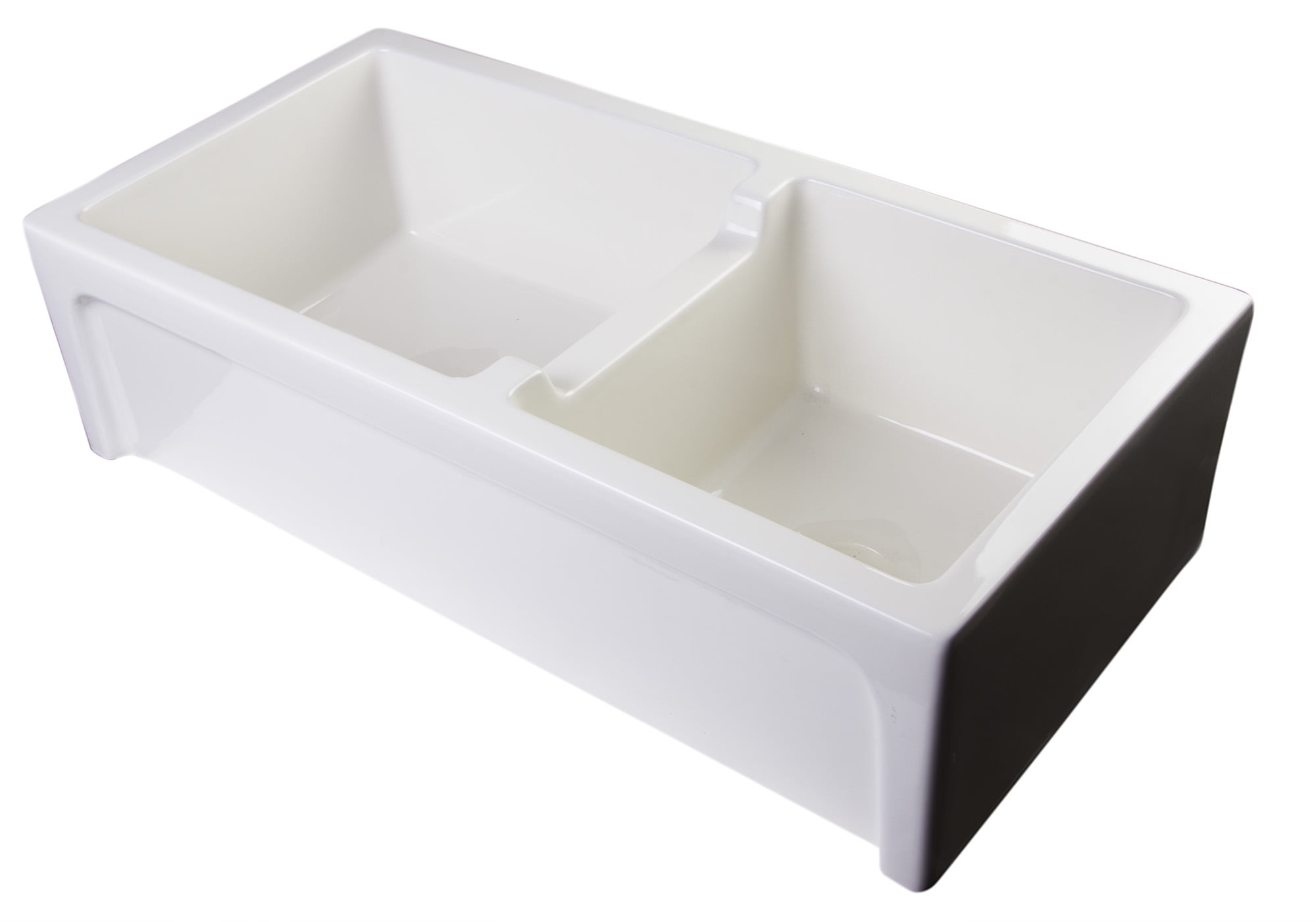 36'' Biscuit Fireclay Double Bowl Farmhouse Kitchen Sink