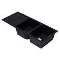 ALFI brand AB4620DI-BLA Black 46" Double Bowl Granite Composite Kitchen Sink with Drainboard