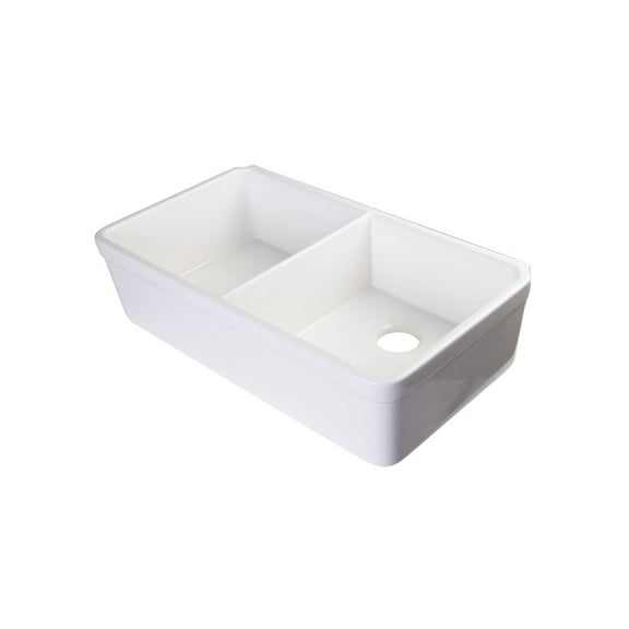 ALFI brand AB512UM-W 32 inch White Double Bowl Fireclay Undermount Kitchen Sink