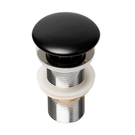 ALFI Brand AB8055-BM Black Matte Ceramic Mushroom Top Pop Up Drain for Sinks without Overflow