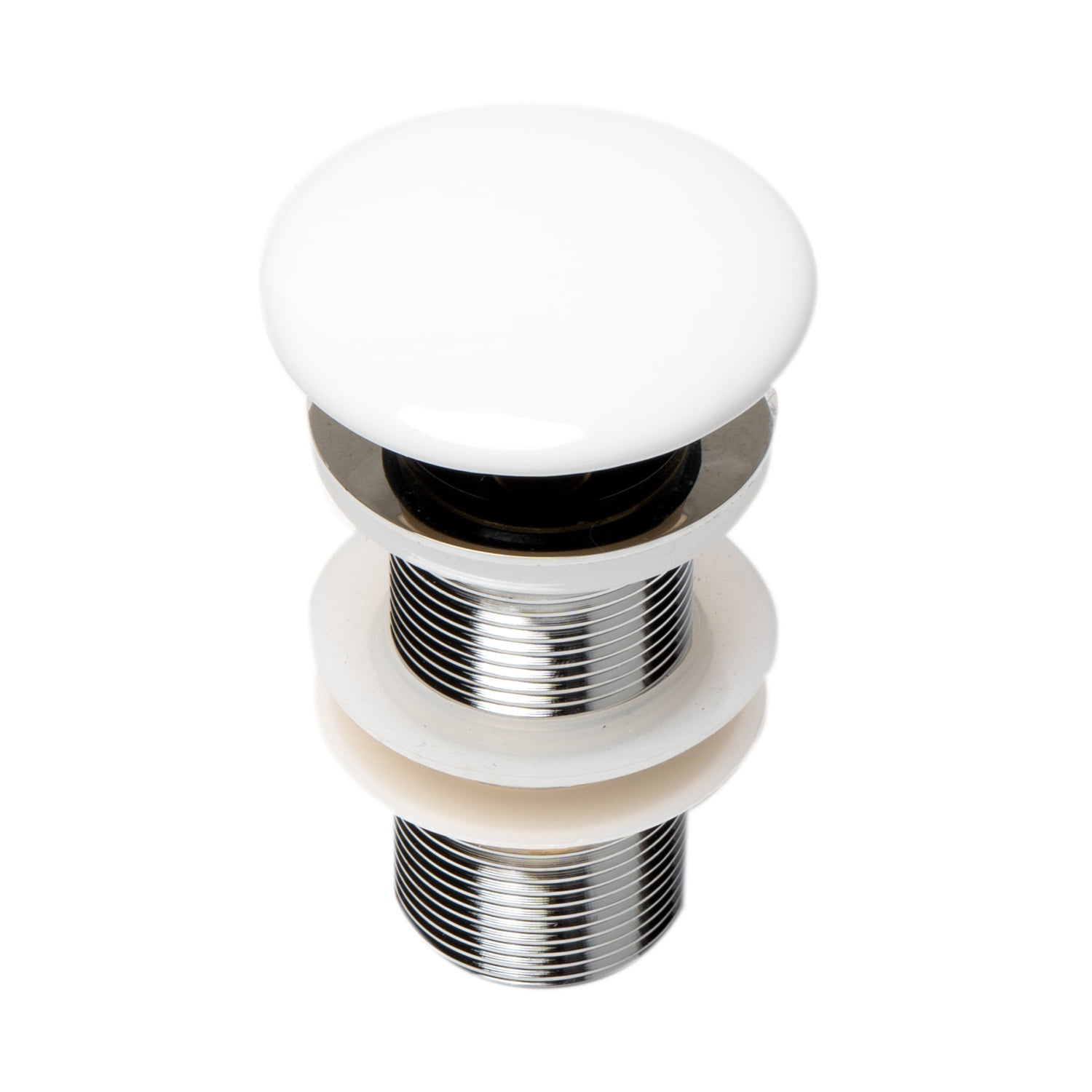 White Ceramic and Brass Mushroom Top Pop Up Drain