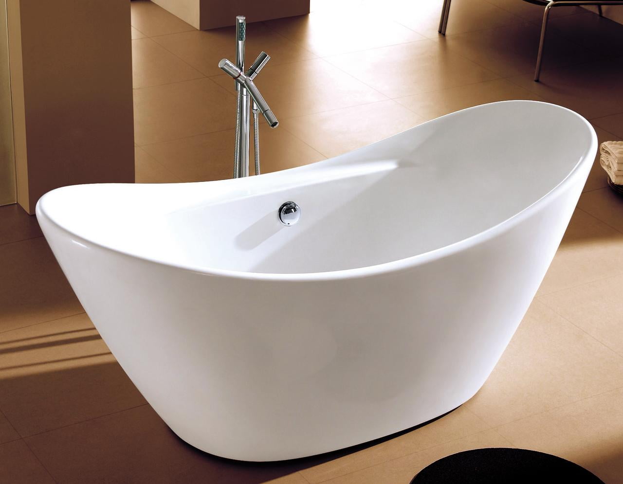 68'' White Freestanding Acrylic Soaking Bathtub