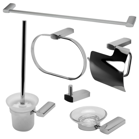 ALFI brand AB9503-PC Polished Chrome 6 Piece Matching Bathroom Accessory Set