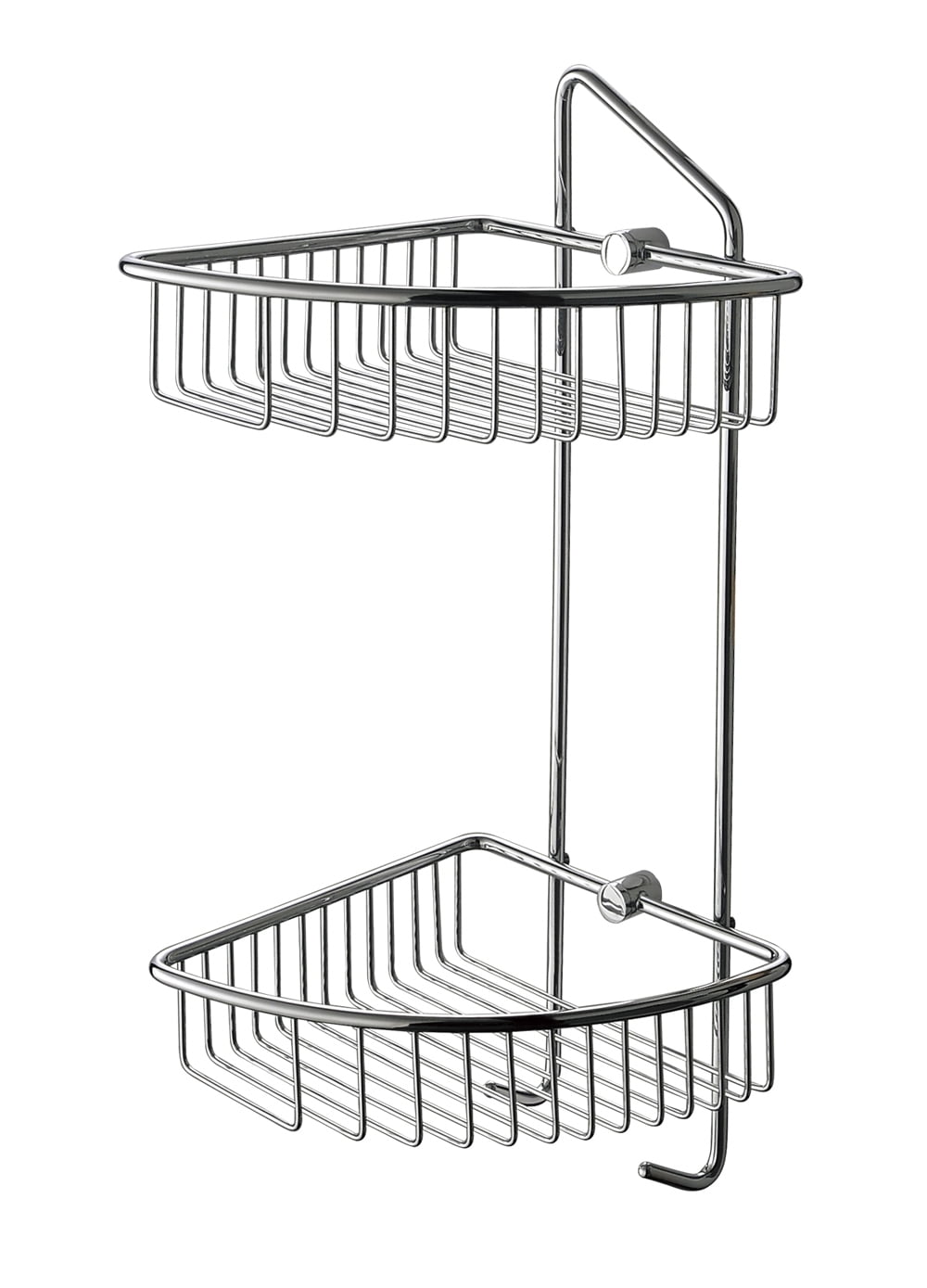 Polished Chrome Corner Mounted Double Basket Shower Shelf