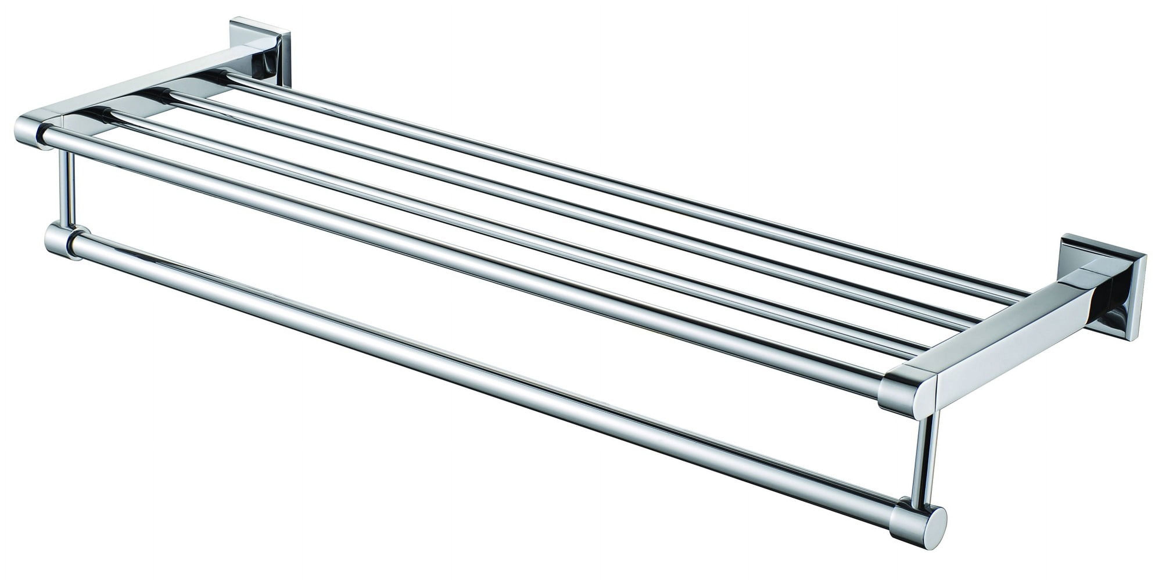 Polished Chrome 24" Wall Mounted Towel Rack and Shelf