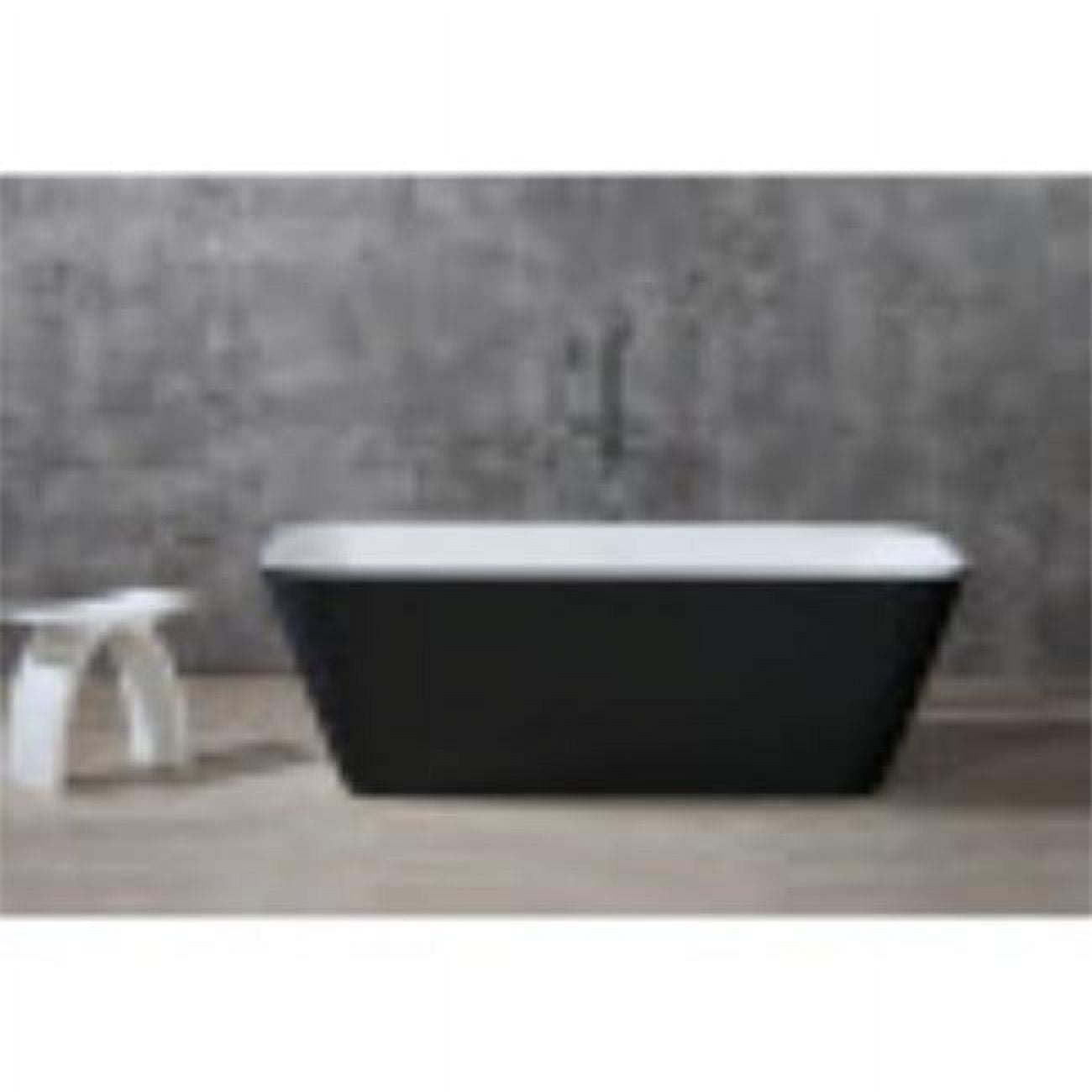 70'' Black and White Matte Resin Freestanding Soaking Bathtub