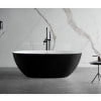 61.61'' Black and White Freestanding Resin Soaking Bathtub