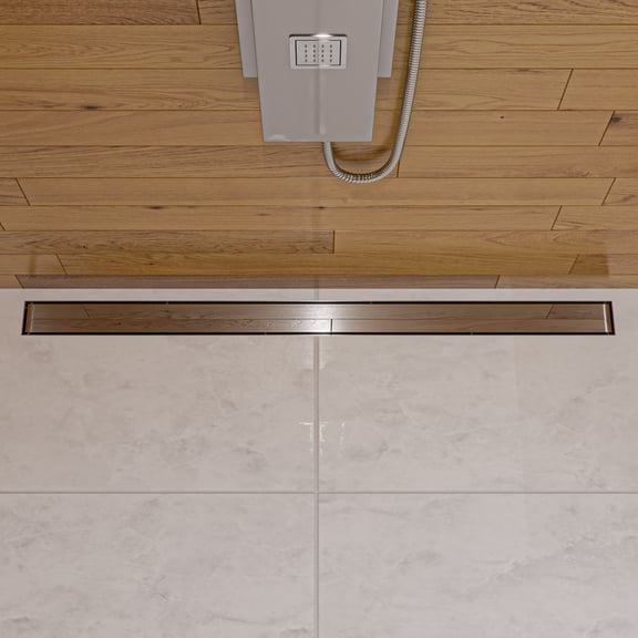 ALFI brand ABLD47B-PSS 47" Polished Stainless Steel Linear Shower Drain with Solid Cover