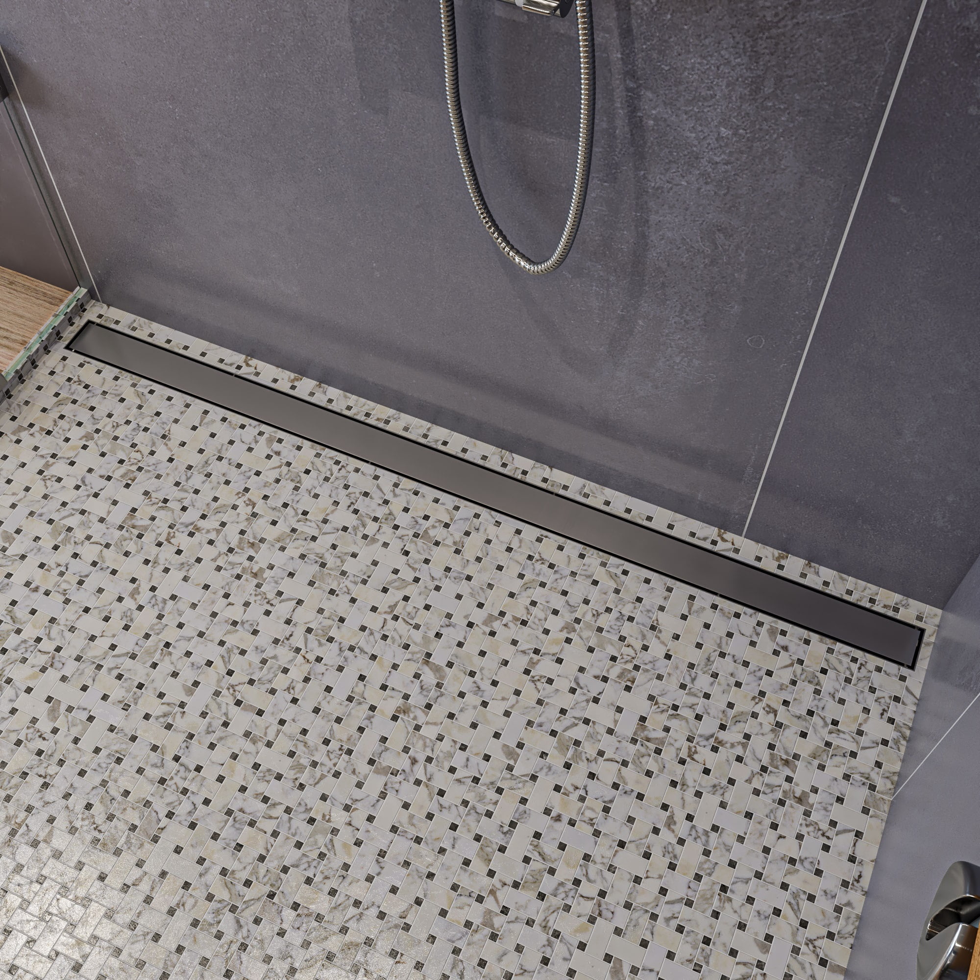 59'' Brushed Stainless Steel Linear Shower Drain with Solid Cover