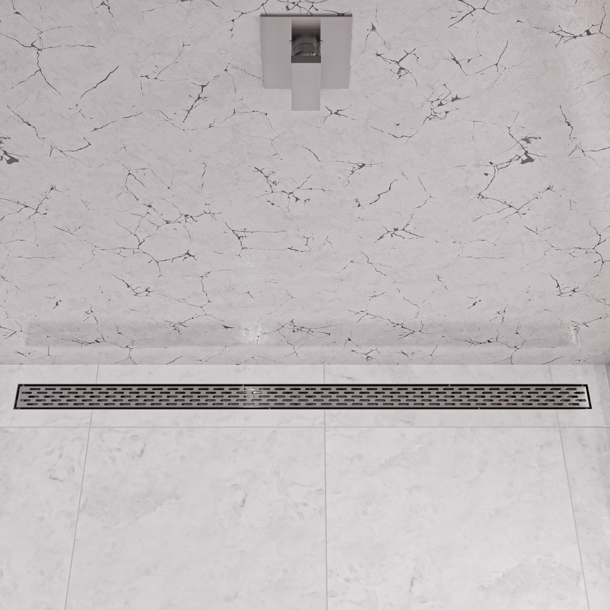 59'' Brushed Stainless Steel Linear Shower Drain with Groove Holes