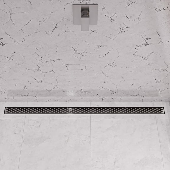 ALFI brand ABLD59C-BSS 59" Brushed Stainless Steel Linear Shower Drain with Groove Holes