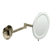 ALFI brand ABM9WLED-BN Brushed Nickel Wall Mount Round 9" 5x Magnifying Cosmetic Mirror with Light