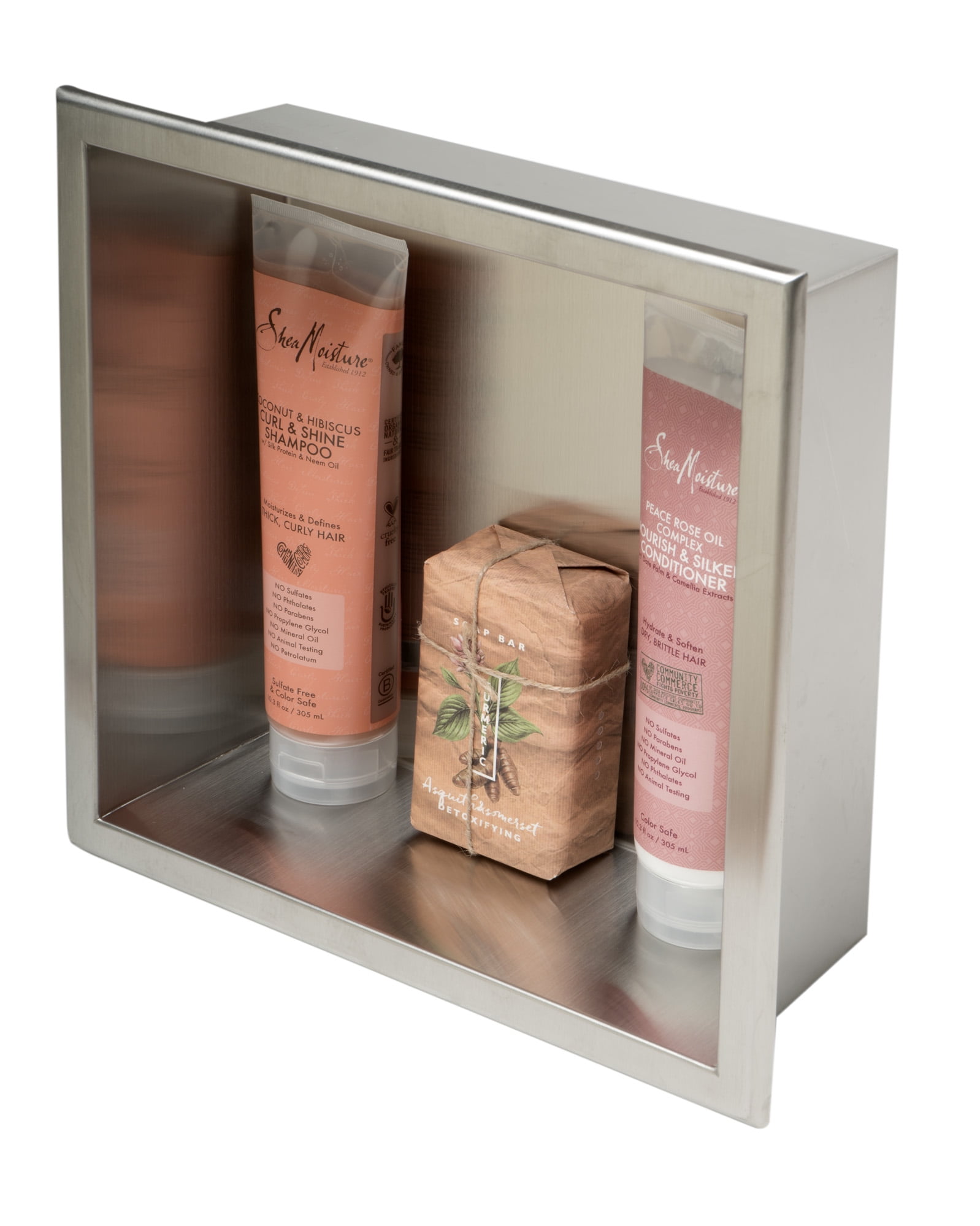 12 x 12 Brushed Stainless Steel Wall Mount Shower Niche