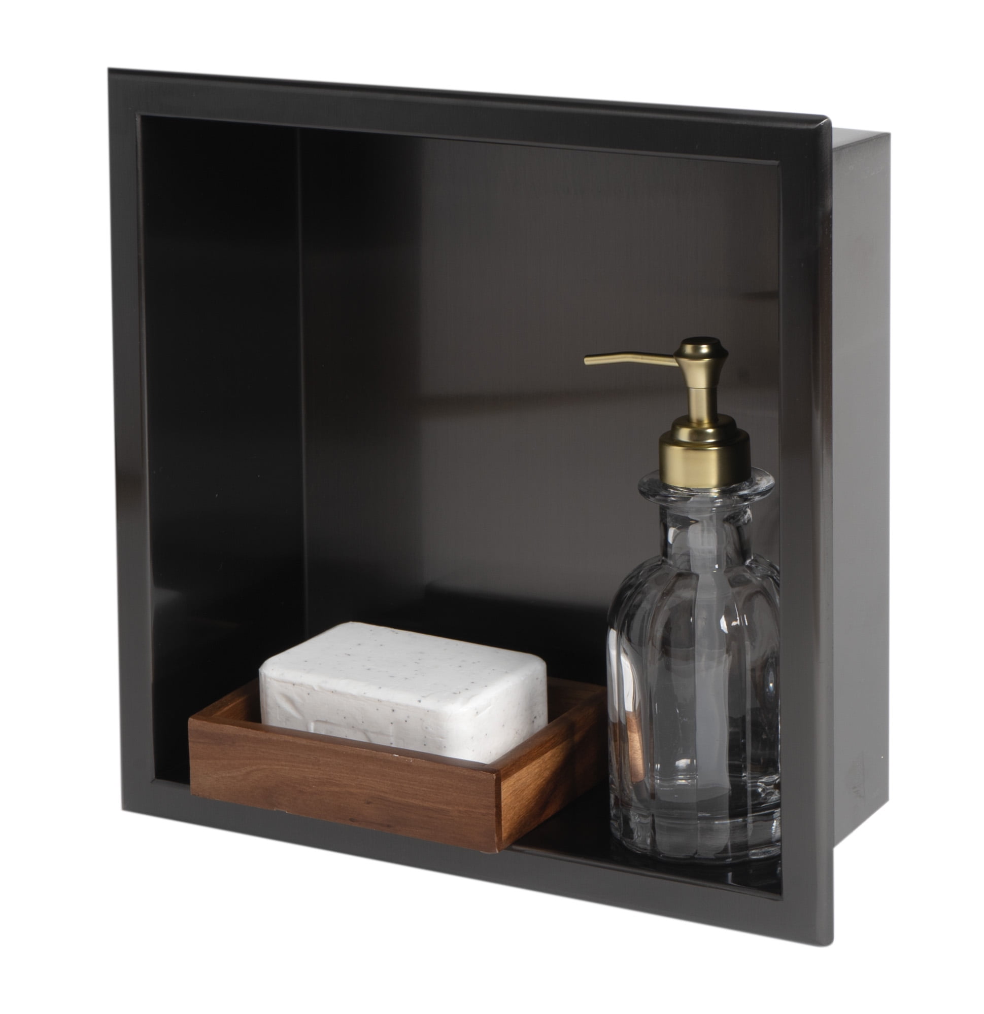 ALFI Black 2-Tier Stainless Steel Wall Mount Bathroom Shelf (12-in x 4-in)  at