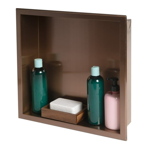 ALFI brand ABNP1616-BC 16" x 16" Brushed Copper PVD Steel Square Single Shelf Shower Niche