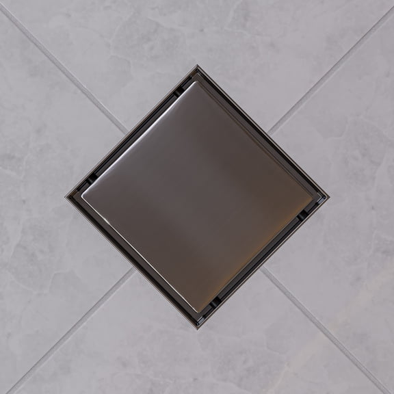 ALFI brand ABSD55B-BSS 5" x 5" Modern Square Polished Stainless Steel Shower Drain with Solid Cover