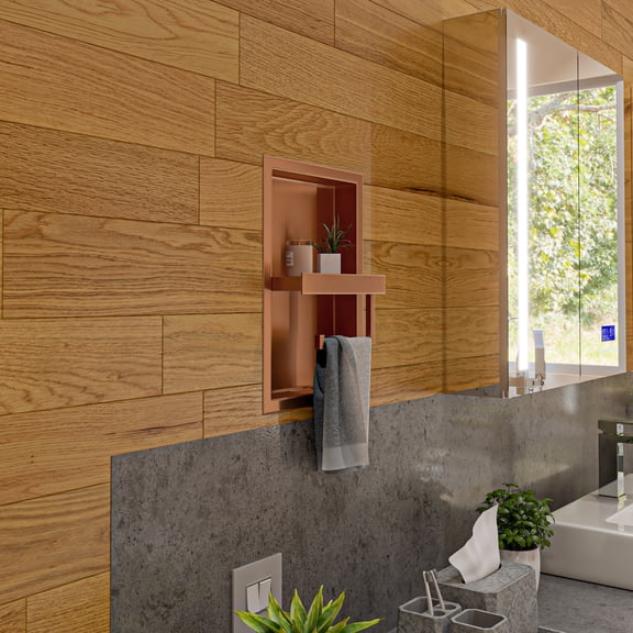 ALFI brand ABTPNP88-BC Brushed Copper PVD Stainless Steel Recessed Toilet Paper Holder Niche