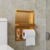Brushed Gold Stainless Steel Wall-Mounted Toilet Paper Holder with Shelf