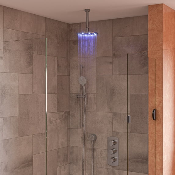 ALFI brand LED8R-BN Brushed Nickel 8" Round Multi Color LED Rain Shower Head