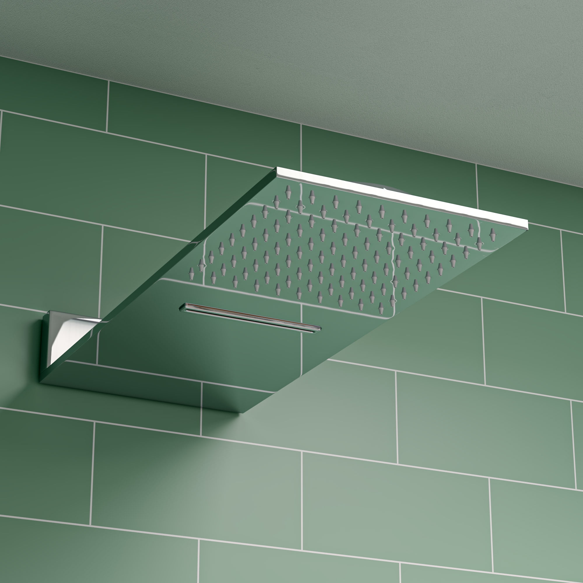 Polished Chrome Square Wall Mounted Rain Shower Head