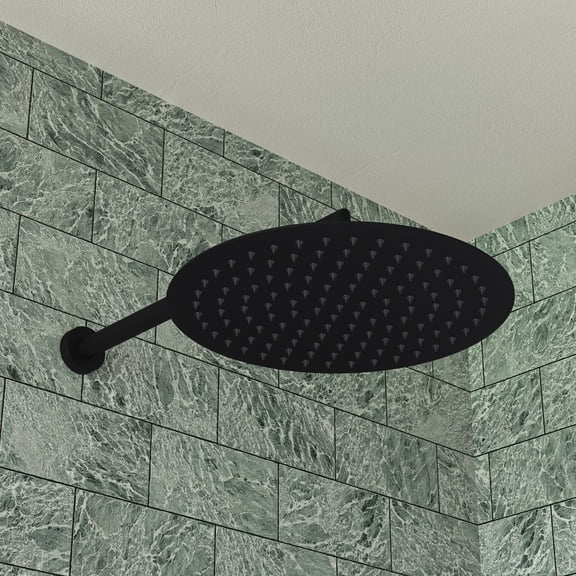 ALFI brand RAIN12R-BM Matte Black Stainless Steel 12" Round Ultra-Thin Rain Shower Head