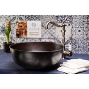 ALFIQ Handmade Matte Copper Sink Washbasin | Hammered Vessel Sink with Drain Cap