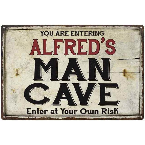 ALFRED'S Man Cave Sign Rustic Garage Decor Gift 12x18 Metal 112180035128
